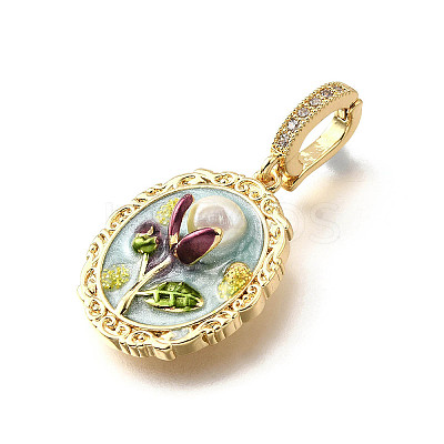 Brass Micro Pave Cubic Zirconia & Enamel Pendants KK-R222-13G-02-1