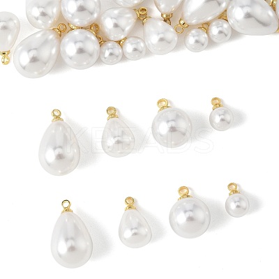 24Pcs 4 Styles ABS Plastic Imitation Pearl Charms KK-FS0001-79-1