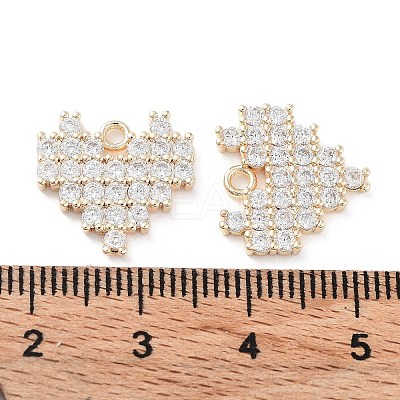 Brass Micro Pave Clear Cubic Zirconia Charms KK-F871-46G-1