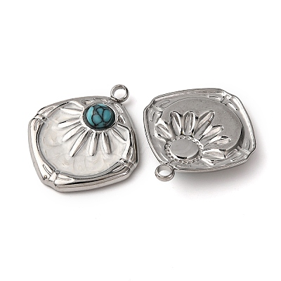 304 Stainless Steel White Enamel Pendants STAS-P406-03P-1