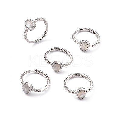 Oval Natural Labradorite Adjustable Rings RJEW-G273-04P-01-1