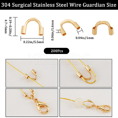 200Pcs 304 Surgical Stainless Steel Wire Guardian and Protectors STAS-CN0001-28-1