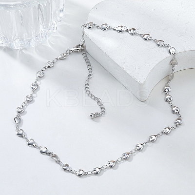 Simple Alloy Heart Link Chain Necklaces for Women NJEW-K384-05P-1