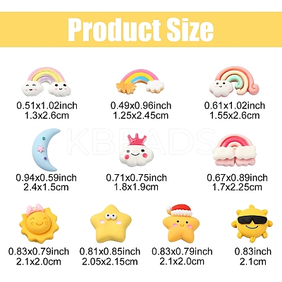 30Pcs 10 Styles Opaque Resin Cabochons CRES-YW0001-27-1