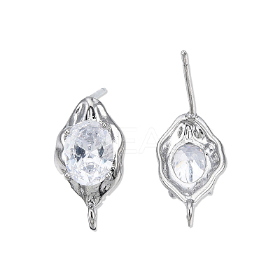 Brass Stud Earring Findings X-KK-N232-434P-1