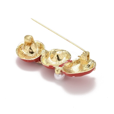Christmas Apple Enamel Pin with Resin Pearl JEWB-A004-30G-1