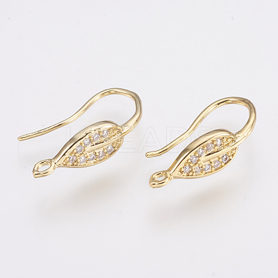 Brass Micro Pave Cubic Zirconia Earring Hooks ZIRC-K075-38G-1