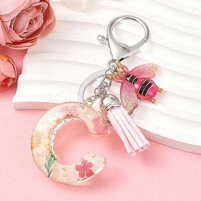 Resin & Acrylic & Faux Suede Tassel Keychain KEYC-YW00125-03-1