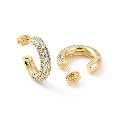 Clear Cubic Zirconia Ring Stud Earrings EJEW-P224-12G-1