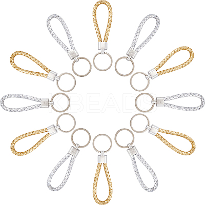 20Pcs 2 Colors Braided PU Leather Keychain KEYC-CP0001-20-1