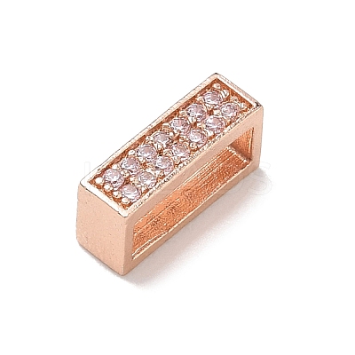 Brass Micro Pave Clear Cubic Zirconia Slide Charms KK-A300-12RG-1