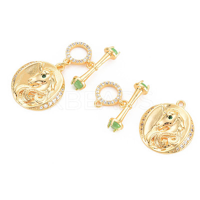 Rack Plating Brass Micro Pave Clear Cubic Zirconia Toggle Clasps KK-N233-183-1
