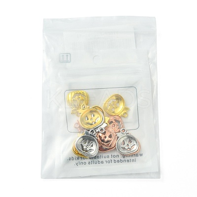 15Pcs 3 Colors Tibetan Style Halloween Pumpkin Jack-O'-Lantern Alloy Pendants TIBEP-FS0001-41-1