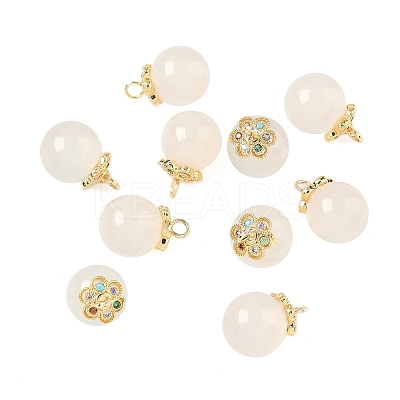 Natural White Chalcedony Round Charms G-P577-03G-1