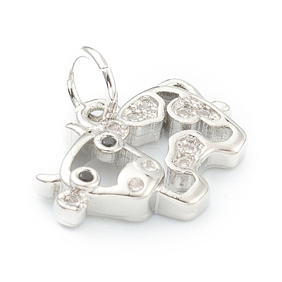 Brass Clear Cubic Zirconia Charms ZIRC-B010-22P-1