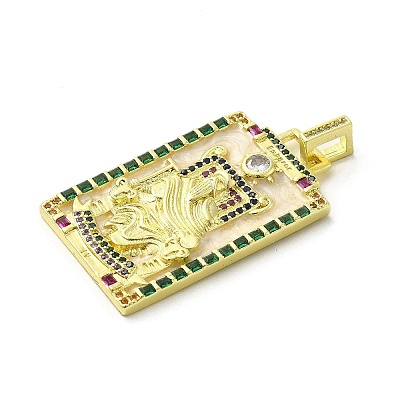 Brass Micro Pave Cubic Zirconia Pendants with Enamel KK-H458-03G-20-1