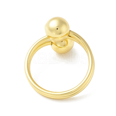 Rack Plating Brass Double Ball Finger Ring RJEW-B037-01G-1