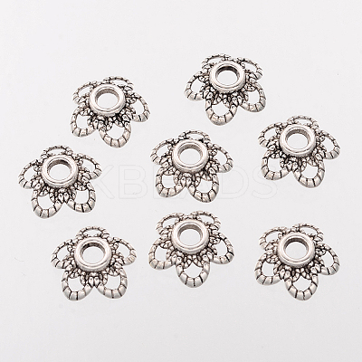 5-Petal Flower Tibetan Silver Fancy Bead Caps LS-AA484-1