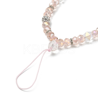 Rondelle Glass & Polymer Clay Rhinestone Beads Phone Hand Strap Chains HJEW-YW0001-05E-1