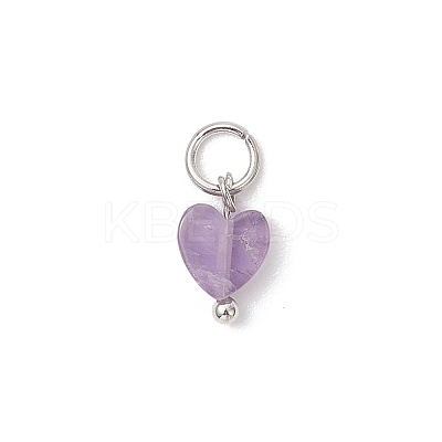 Natural Mixed Gemstone Heart Charms PALLOY-JF04905-02-1