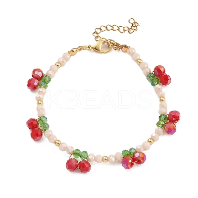 Glass & Brass Beads Bracelets for Women Girl BJEW-TA00547-1