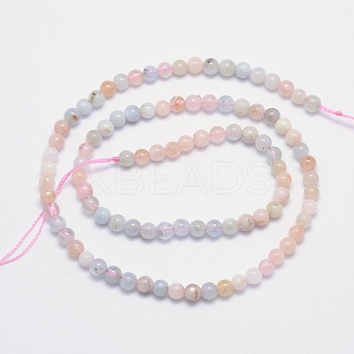 Natural Morganite Round Bead Strands G-I159-4mm-1
