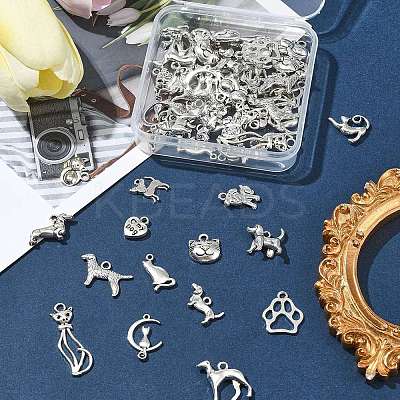 60Pcs 15 Styles Tibetan Styles Alloy Pendants FIND-FS0002-01-1