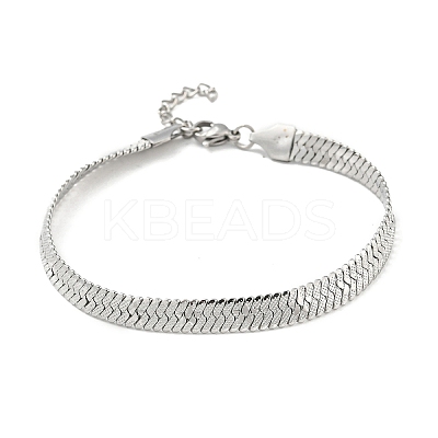 Non-Tarnish 304 Stainless Steel Herringbone Chain Bracelet BJEW-D028-02A-04P-1