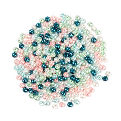 300Pcs Baking Paint Pearlized Glass Pearl Round Beads HY-FS0001-04-1
