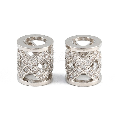 Brass Micro Pave Clear Cubic Zirconia European Beads CU-CBA6A75-25P-1