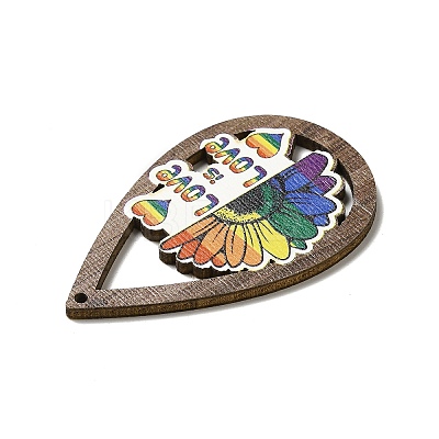 Rainbow/Pride Flag Theme Single Face Printed Aspen Wood Big Pendants WOOD-G014-02F-1