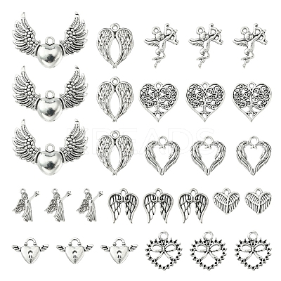 50Pcs 10 Style Tibetan Style Alloy Pendants FIND-YW0003-03-1