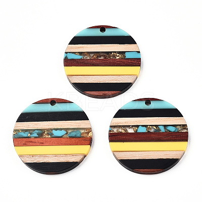 Transparent Resin & Walnut Wood Pendants RESI-N039-03D-1