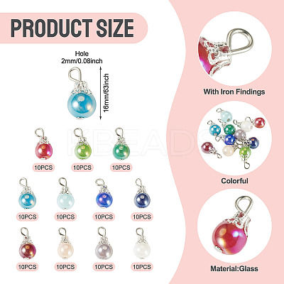 110Pcs 11 Colors Glass Pendants PALLOY-TAC0299-1