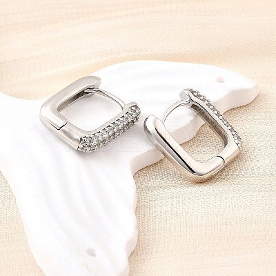 Brass Micro Pave Clear Cubic Zirconia Hoop Earrings EJEW-Z121-10P-1