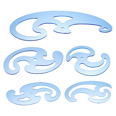 5Pcs 5 Styles Acrylic Drawing Template Measuring Ruler Set TOOL-WH0242-001-1