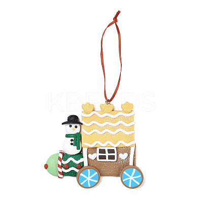 Christmas Car Handmade Polymer Clay Pendant Decorations HJEW-P017-03F-1