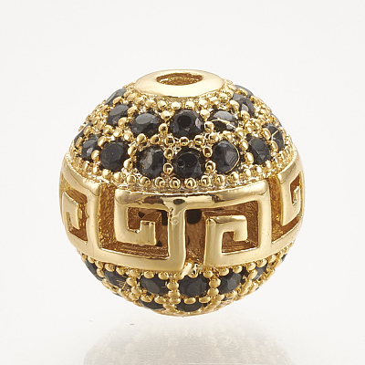 Brass Micro Pave Cubic Zirconia Beads ZIRC-S061-54G-1