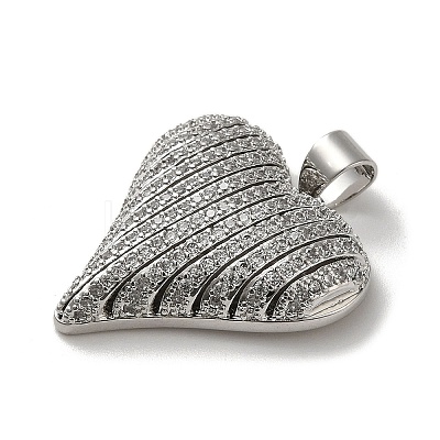 Rack Plating Brass Micro Pave Clear Cubic Zirconia Pendants KK-R158-12P-1