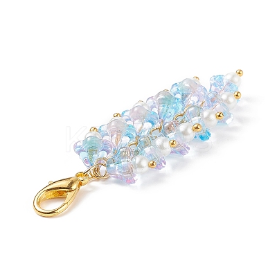 Trumpet Flower Glass Pendant Decorations HJEW-JM00800-01-1