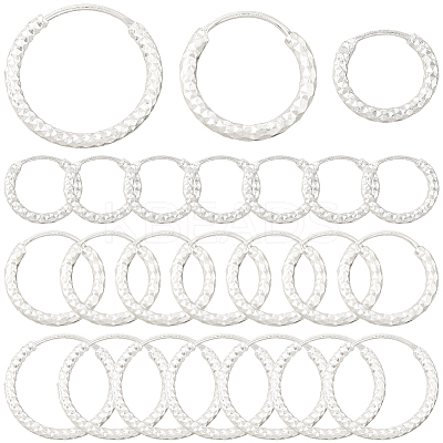 24Pcs 3 Styles Brass Textured Hoop Earrings EJEW-SC0010-89S-1