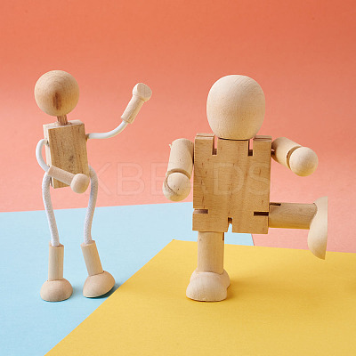 Unfinished Blank Wooden Robot Toys AJEW-TA0001-03-1