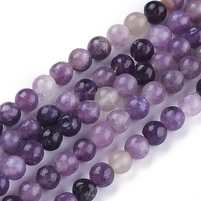 Natural Lepidolite/Purple Mica Stone Beads Strands X-G-K415-4mm-1