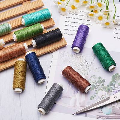 12Rolls 12 Colors Waxed Polyester Cord YC-SZ0001-03B-1
