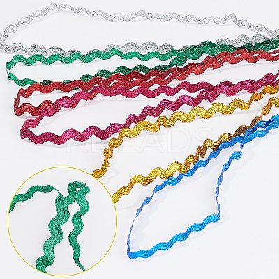 6 Yards 6 Colors Polyester Wavy Fringe Trim Ribbon LS-OCOR-WH0080-44B-1