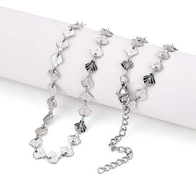 6MM 304 Stainless Steel Shell Shape Link Chain Necklaces NJEW-T016-06P-1