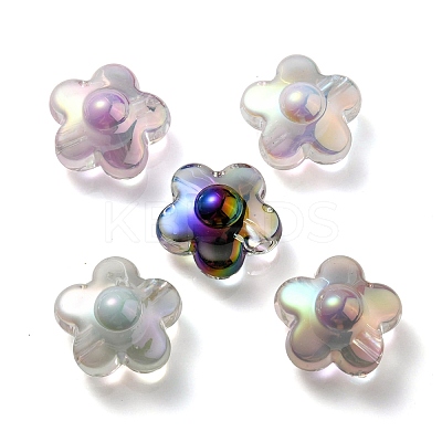 UV Plating Rainbow Iridescent Transparent Acrylic Beads OACR-C007-03-1