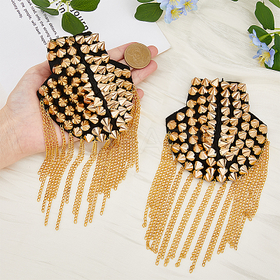 Fashionable Punk Style Chain Tassel Epaulettes DIY-WH0304-475G-1