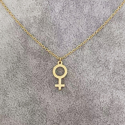 Gender Symbol 201 Stainless Steel with Alloy Pendant Necklaces for Women FS-WG4C551-01-1
