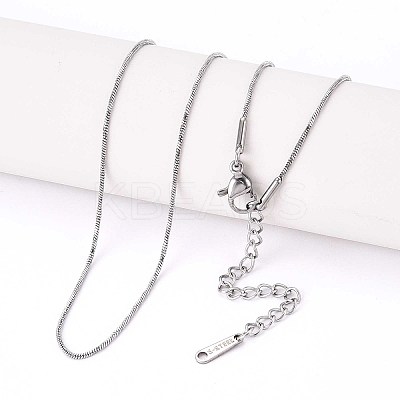 1MM 304 Stainless Steel Snake Chain Necklaces NJEW-N058-05P-1